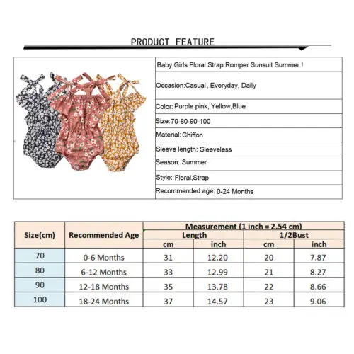 Chiffon Infant Baby Girls Floral Bodysuit Jumpsuit Summer Outfit Clothes Ruffles Cotton Off Shoulder | Детская одежда и обувь