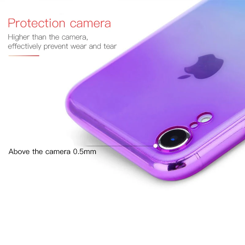Ультратонкий цветной градиентный чехол для iPhone XR X XS Max 8 Plus 7 мягкий из ТПУ 6S 6