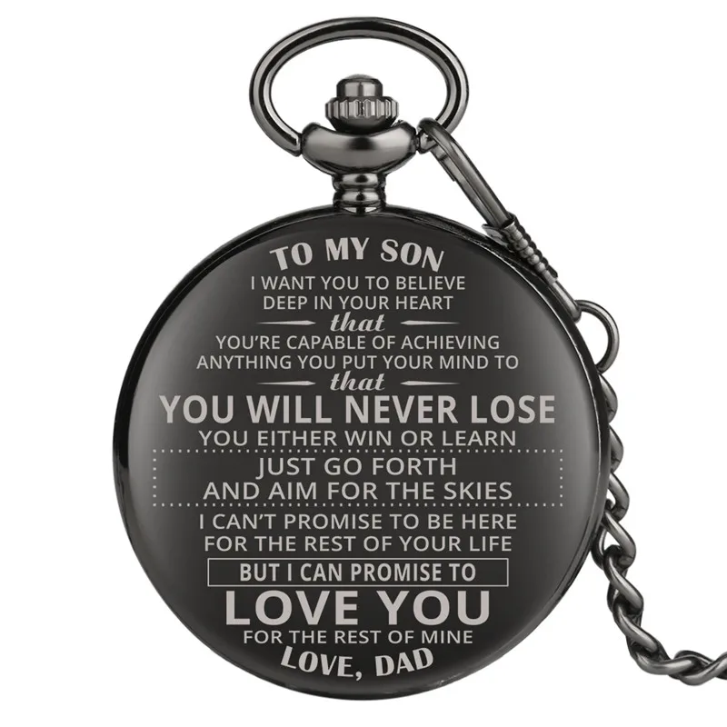 

Special To My Son Series Quartz Pocket Watch Retro for Women Men Classic Pocket Watches Durable Alloy Gift for Pocket Watch