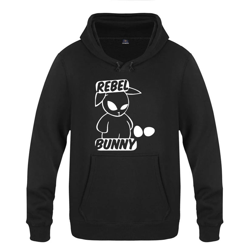 Мужской флисовый свитшот с капюшоном Rebel Bunny|Мужские толстовки и свитшоты| |