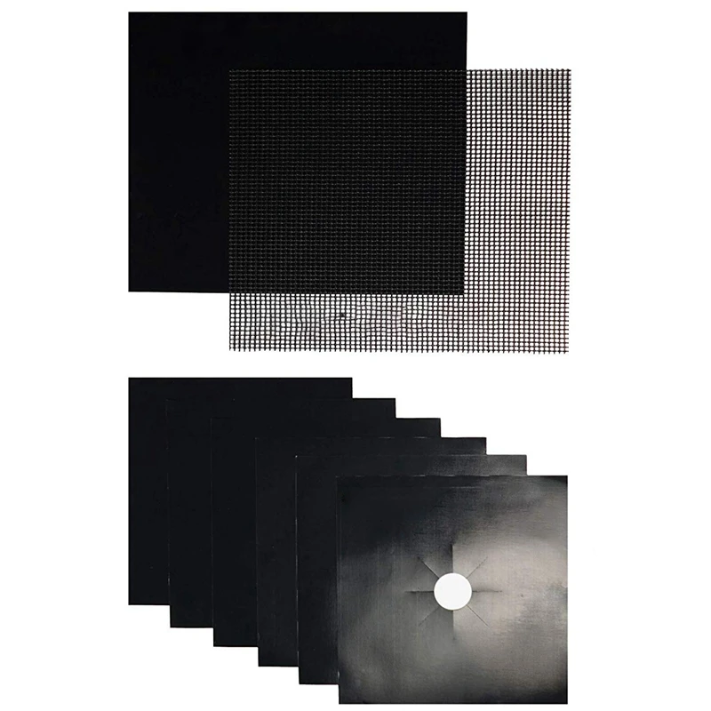 Чехлы для горелок печей 6 шт. + вкладыш духовки (гриль коврик) сетчатый коврик