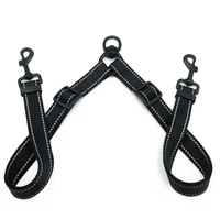 black double leash coupler for large dogs adjustable heavy duty nylon splitter for two big dogs