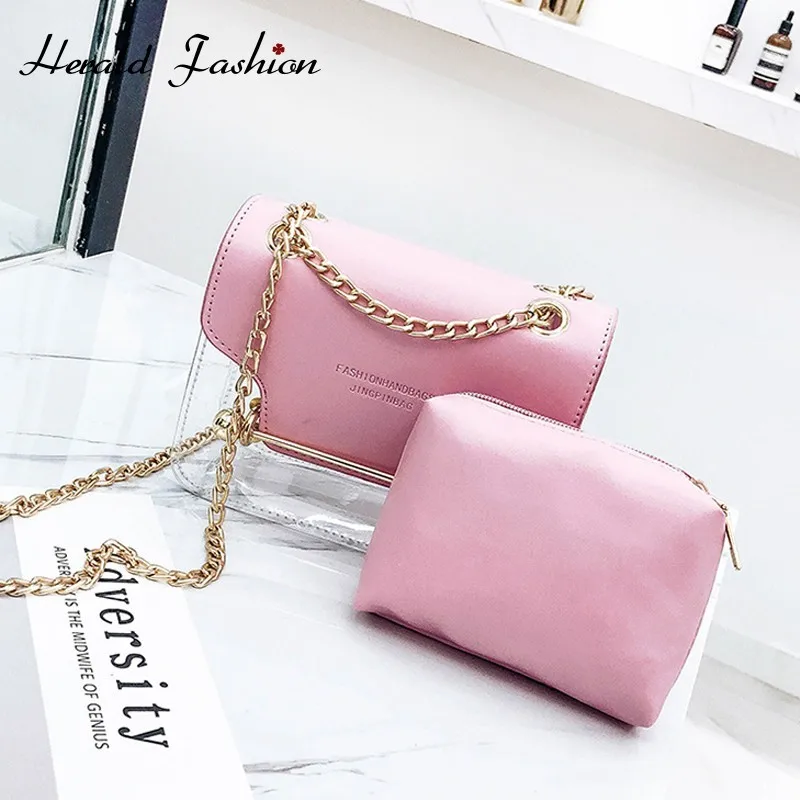 Herald Fashion 2 шт. прозрачные сумки через плечо с цепочкой для женщин новая женская