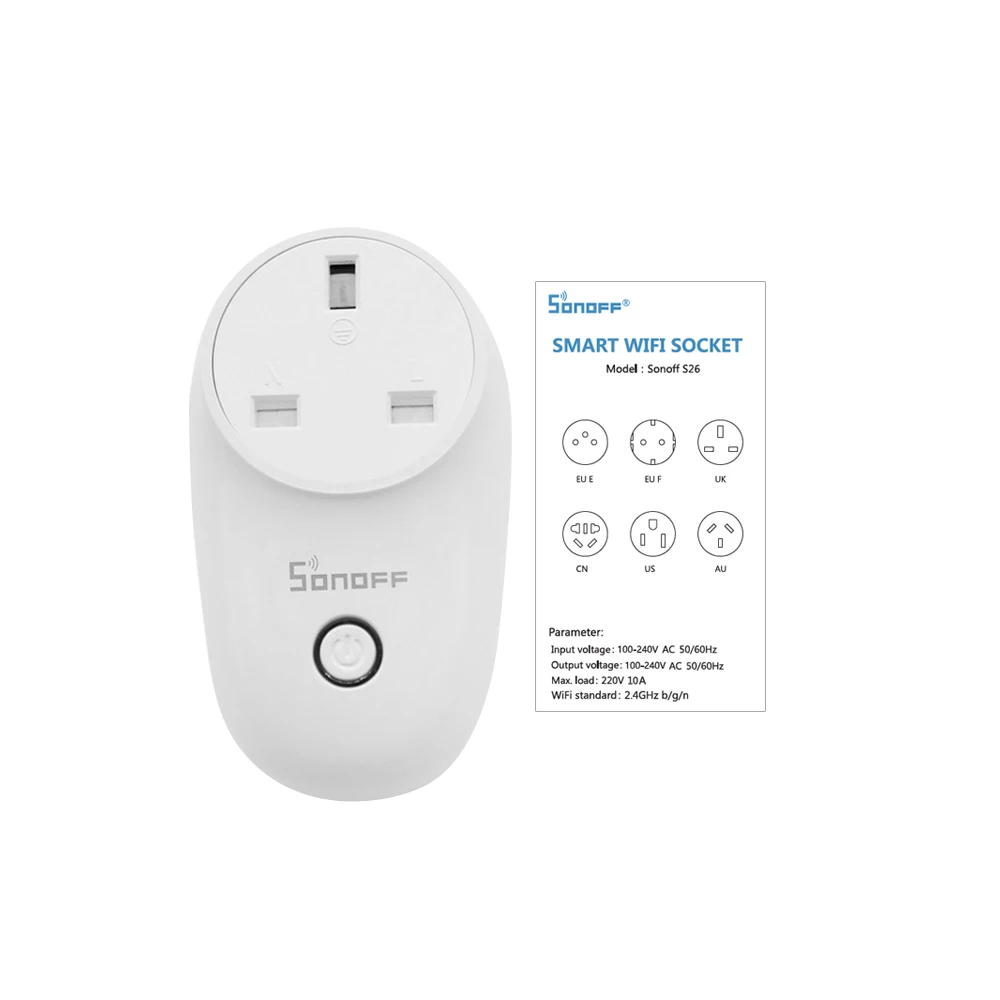 Умная Беспроводная розетка SONOFF S26 ITEAD с Wi Fi зарядный адаптер дистанционным