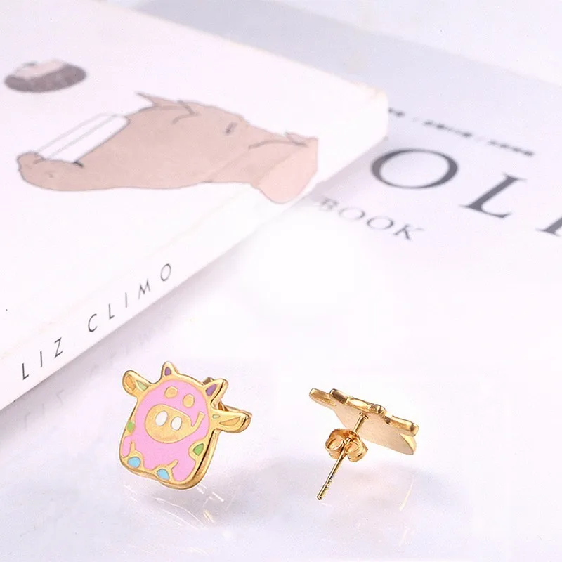 RIR Stainless Steel Gold Powder Cute Little Pig Earrings Exquisite Farm Give Her The Best Jewelry Gift | Украшения и аксессуары