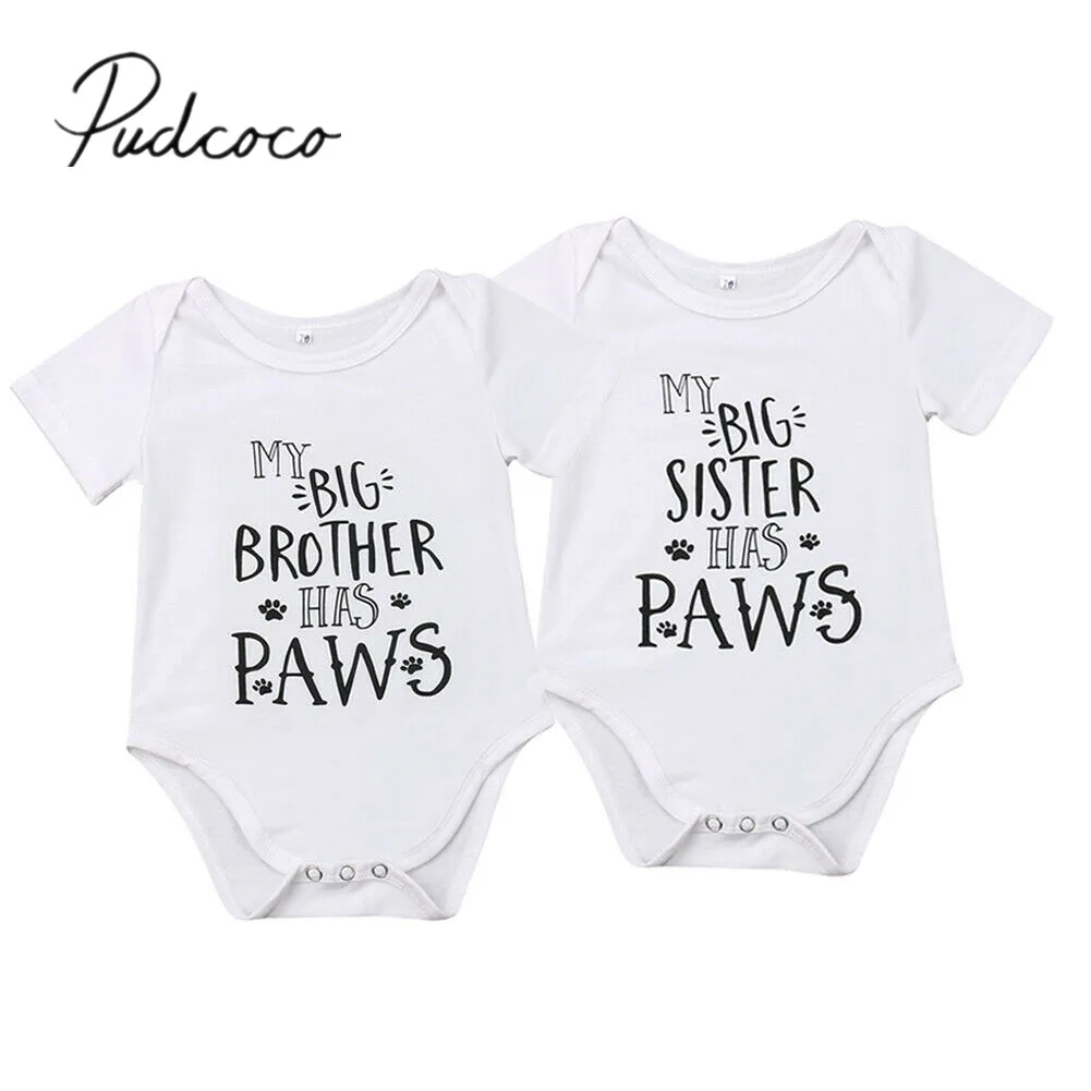 2019 Baby Summer Clothing Cue Infant Boy Girl Bodysuit Letter Print Short Sleeve White Jumpsuit Clothes Match Outfits 0-18M | Детская