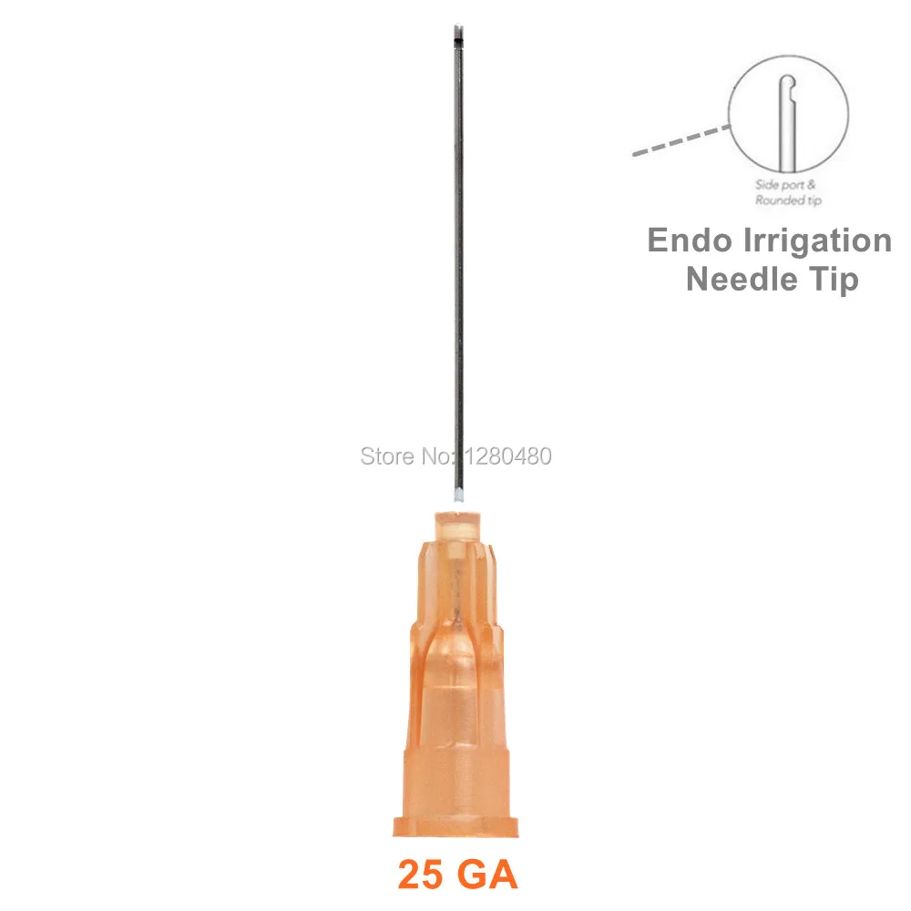 

100 Pcs Dental Endo Irrigation Needle Tips Orange 25GA End Closed One Side Vented Hole Endo Syringe Dentist Products