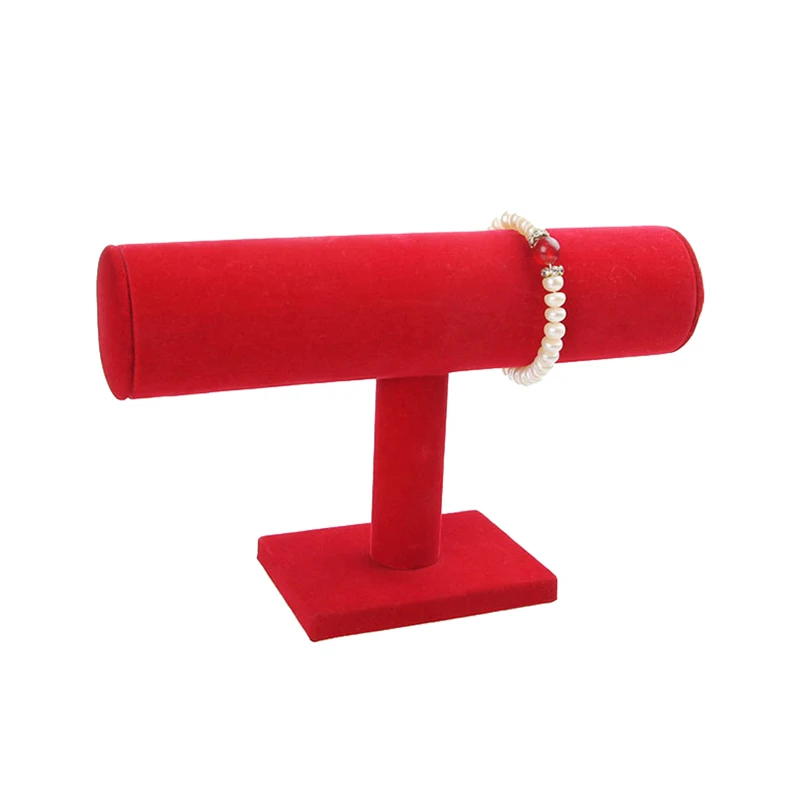 

Red Velvet Bracelet Display Chain Watch T-Bar Rack Jewelry Display Organizer Hard Display Stand Holder