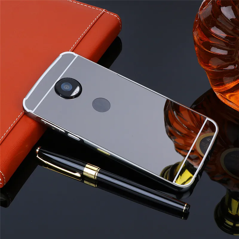 Чехол для Motorola Moto G6 Plus металлическая рамка с зеркальным эффектом задняя крышка