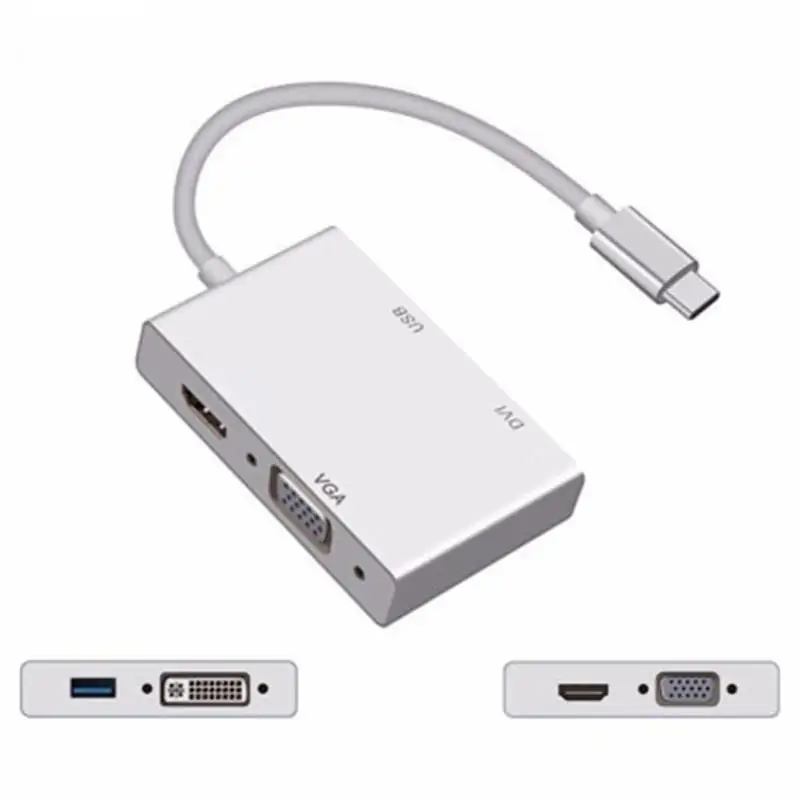 4 в 1 USB 3 C Type к HDMI VGA DVI 0 концентратор адаптер кабель провод для ноутбука Apple