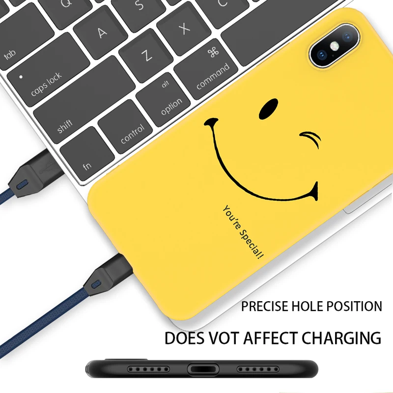 Lovebay Phone Case For iPhone 6 6s 7 8 Plus X XR XS Max 5 5s SE Fashion Cute Cartoon Letter Smiley Face Soft TPU |