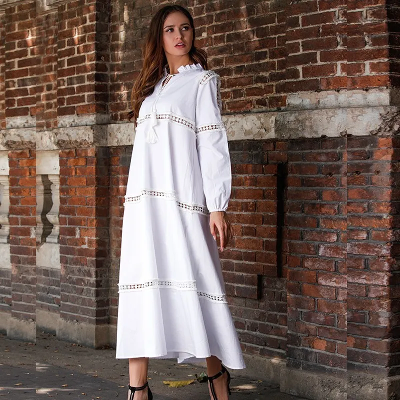 Белое бохо платье женское лето 2019 Плюс Размер Макси пляжное кружева дамы