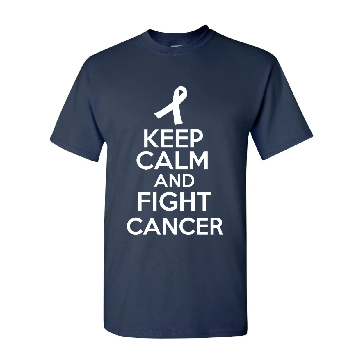 Keep Calm And Fight Cancer Disease Novelty Statement Graphics Adult T-Shirt Tee |