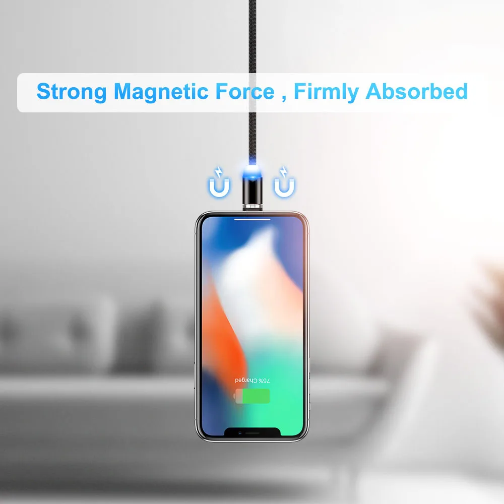 KISSCASE 1 м светодиодный магнитный кабель для iPhone X мобильный телефон USB Type C Samsung Huawei
