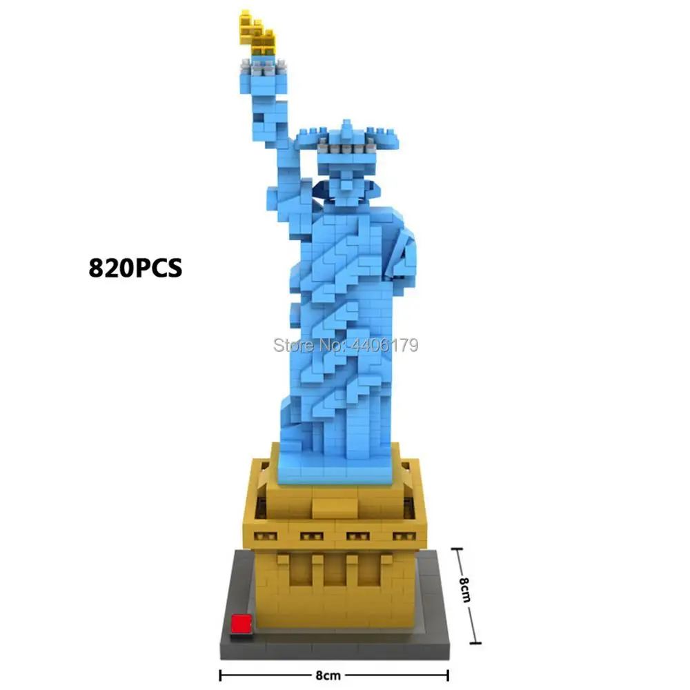

hot lepining creators city Street view Statue Liberty New York United States micro diamond building block model brick toys gift