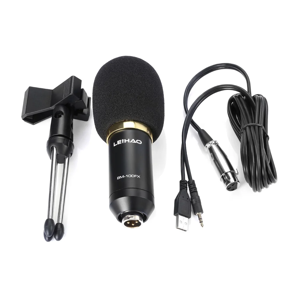 Leihao BM 100FX USB конденсаторный микрофон для звукозаписи с подставкой радио