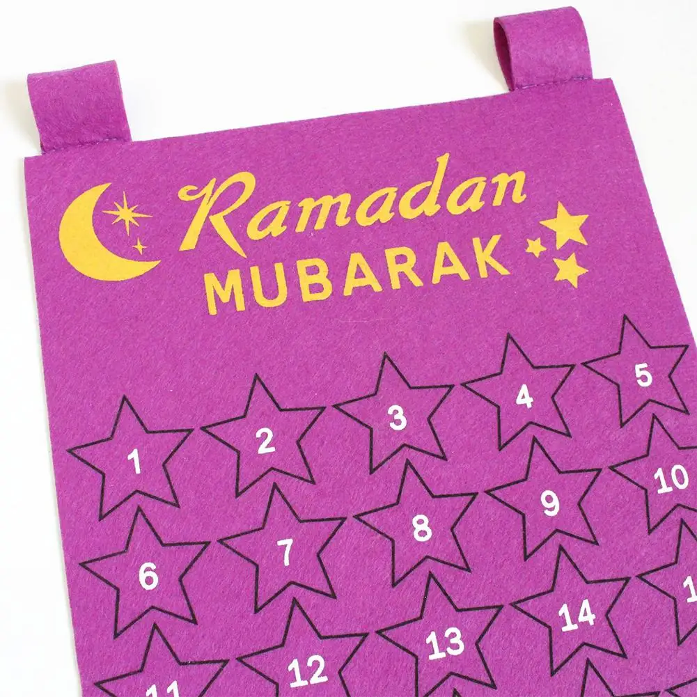 EID Hot Mubarak Kareem Countdown Felt Calendar Gold Star Sticker Wall Hanging Muslim Balram Party Home Decoration | Дом и сад
