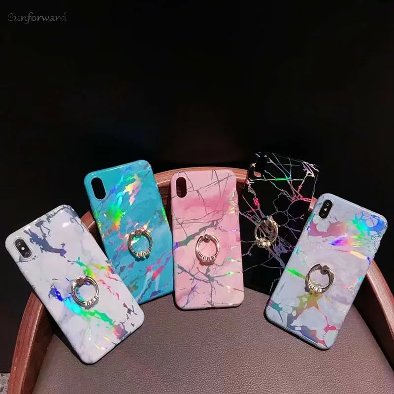 Роскошный Мраморный чехол для iPhone X XS MAX XR силиконовое мягкое кольцо
