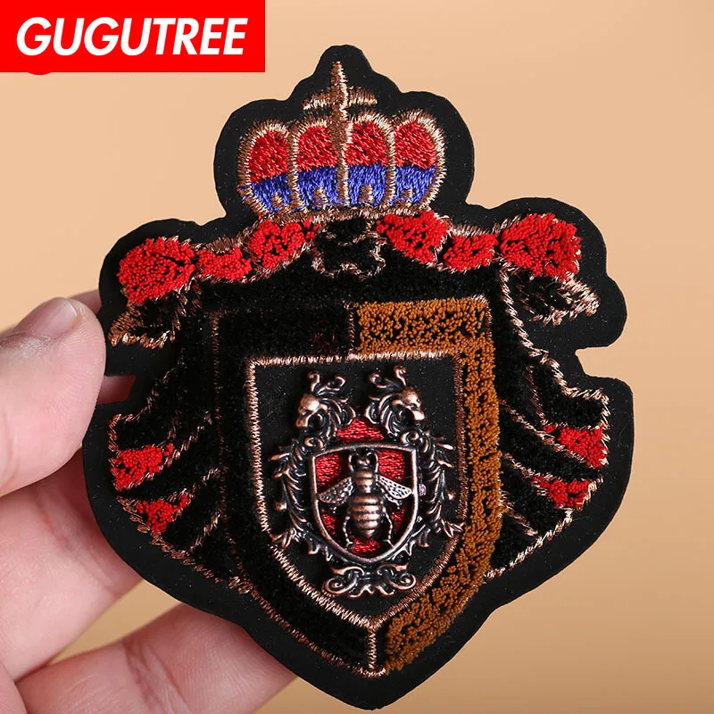 Металлическая нашивка с вышивкой GUGUTREE нашивки Пчелкой короной драконом