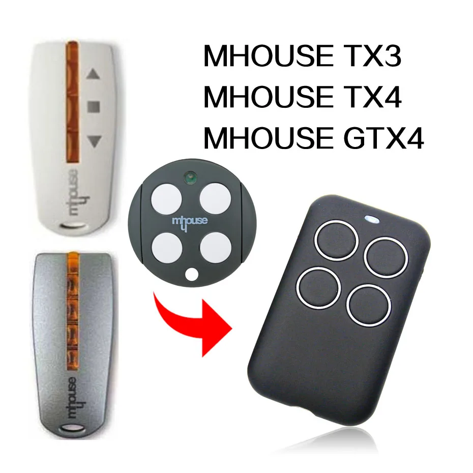 MHOUSE TX3 TX4 GTX4 Remote Control Gate Garage Door 433MHz 