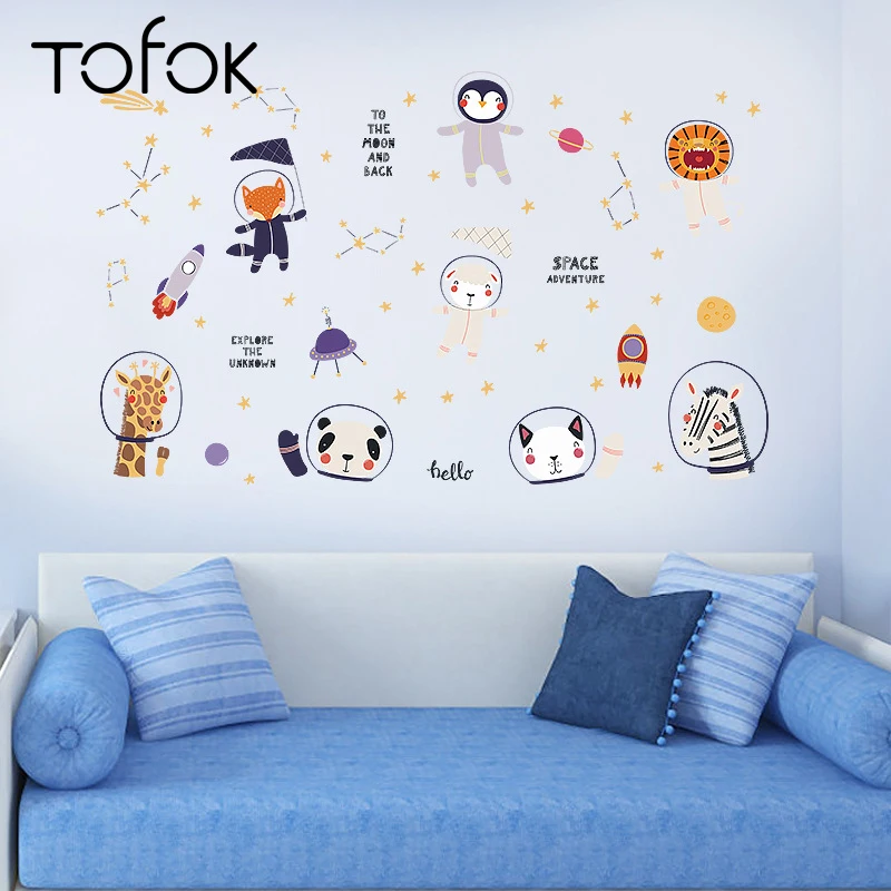 Tofok мультфильм на стену для домашнего декора анималистический настенный Стикеры Приключения мечтателей детской комнаты шлюз Спальня Фреска для детского садика обои для домашнего украшения