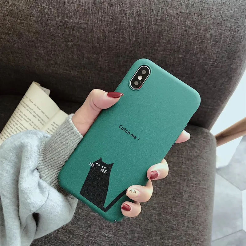Корейский мультфильм Креативный Кот простые телефонные чехлы для iphone X XS Max XR 6 6s 7 8