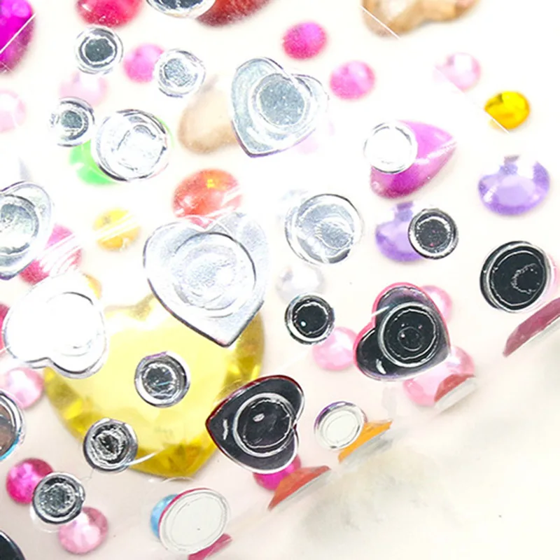 Красочные алмазные 3D наклейки в виде сердца Kawaii акриловые декоративные