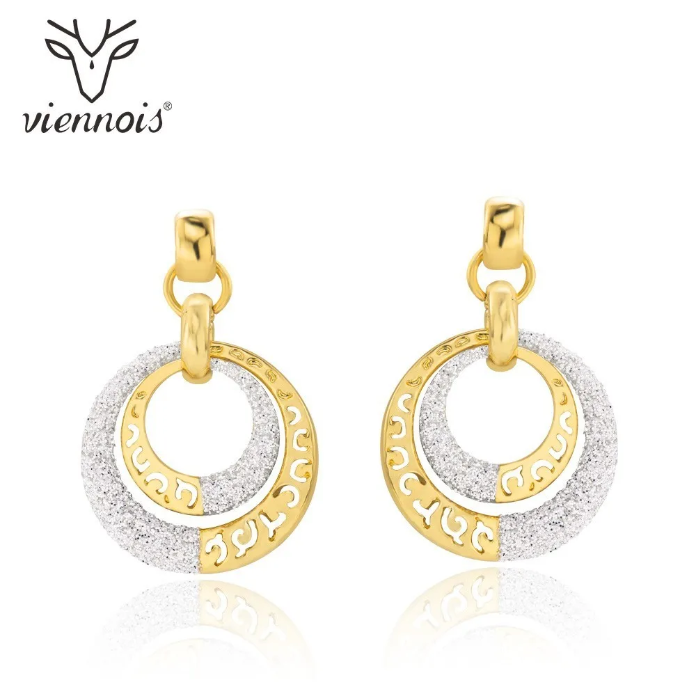 От Viennois покрытие из корейские двойные круги свисающие серьги для женщин цвета: