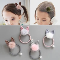 fashion 1pc cute bow cat earshair ropes children elastic rubber hair band girls baby headwear kids clip headdress