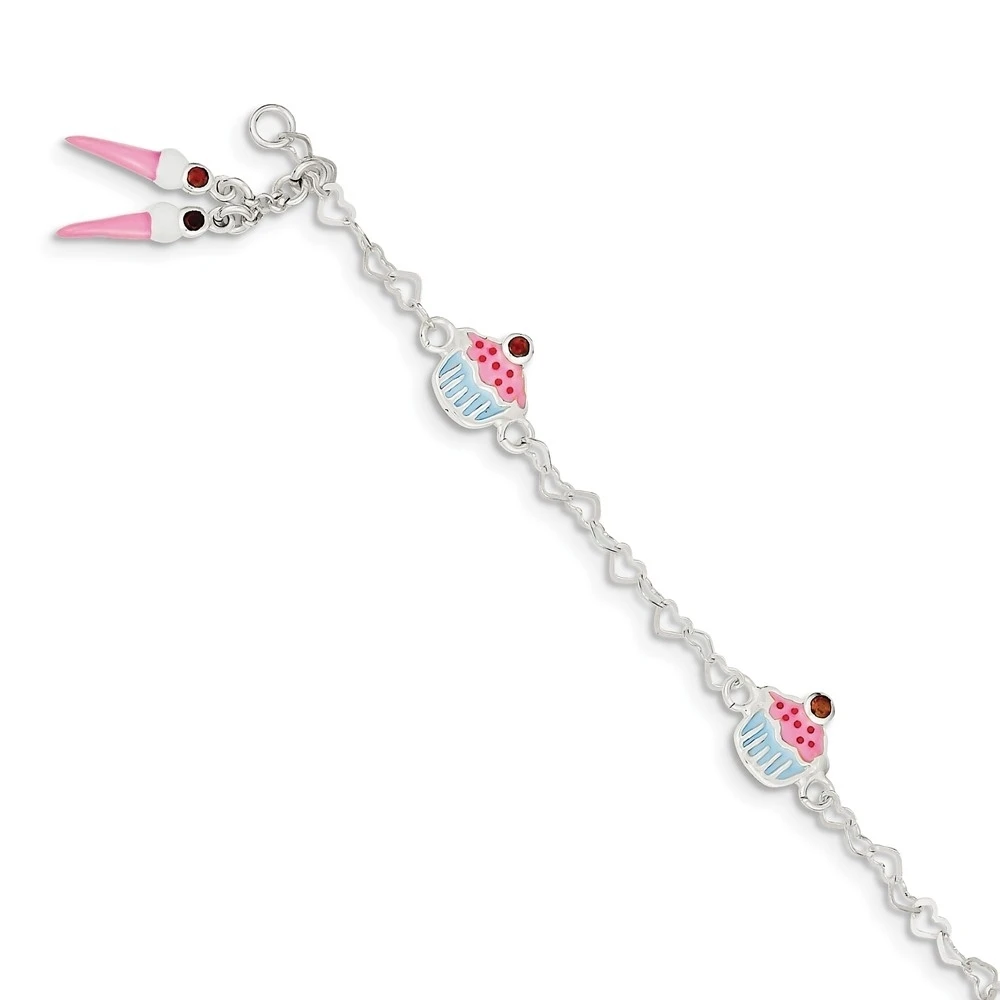 Красный камень свисающий кекс мороженое детский браслет |