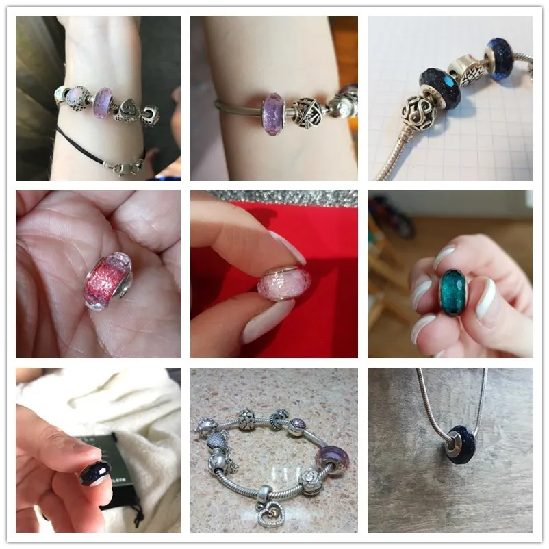 DEVOLOVE 925 пробы серебряные сверкающие бусины из муранского стекла подходят к