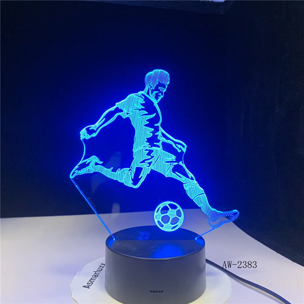 3D Светодиодная настольная лампа для детской спальни сна игры в футбол с