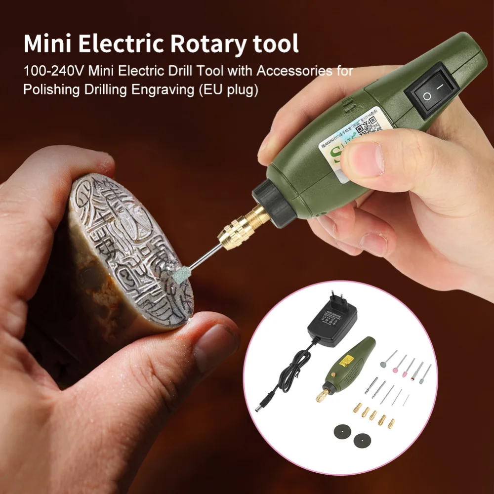 

100-240V Mini Electric Drill Tool with Accessories for Polishing Drilling Engraving (EU plug) Hot Sale