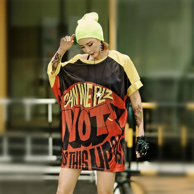 harajuku t shirt women Tide Brand Streetwear Short sleeve Top Street Loose Letter Print tshirt Hip Hop Punk Dance Rock Clothes | Женская