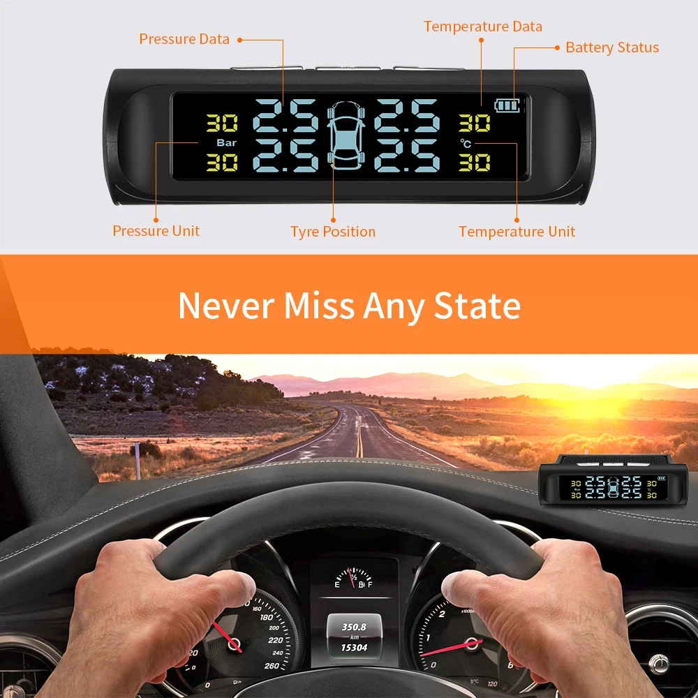 Автомобильные TPMS система контроля давления в шинах солнечная энергия цифровой