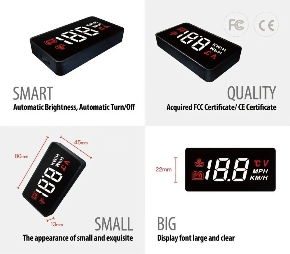 Автомобильный HUD Дисплей OBD2 II EUOBD система предупреждения о превышении скорости
