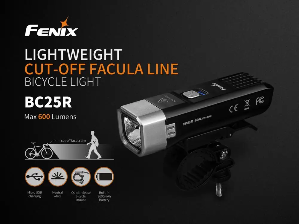 Горячий торт Fenix BC25R 600 Люмен USB Перезаряжаемые светильник вес отрезной факулы на