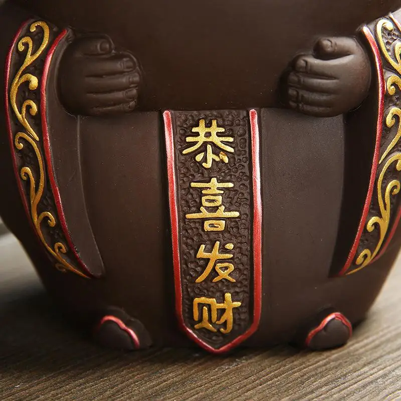 

Chinese God Of Wealth Blackflow Incense Burner Smoke Waterfall Incense Holder Handmade Ceramic Censer Home Office Decoration