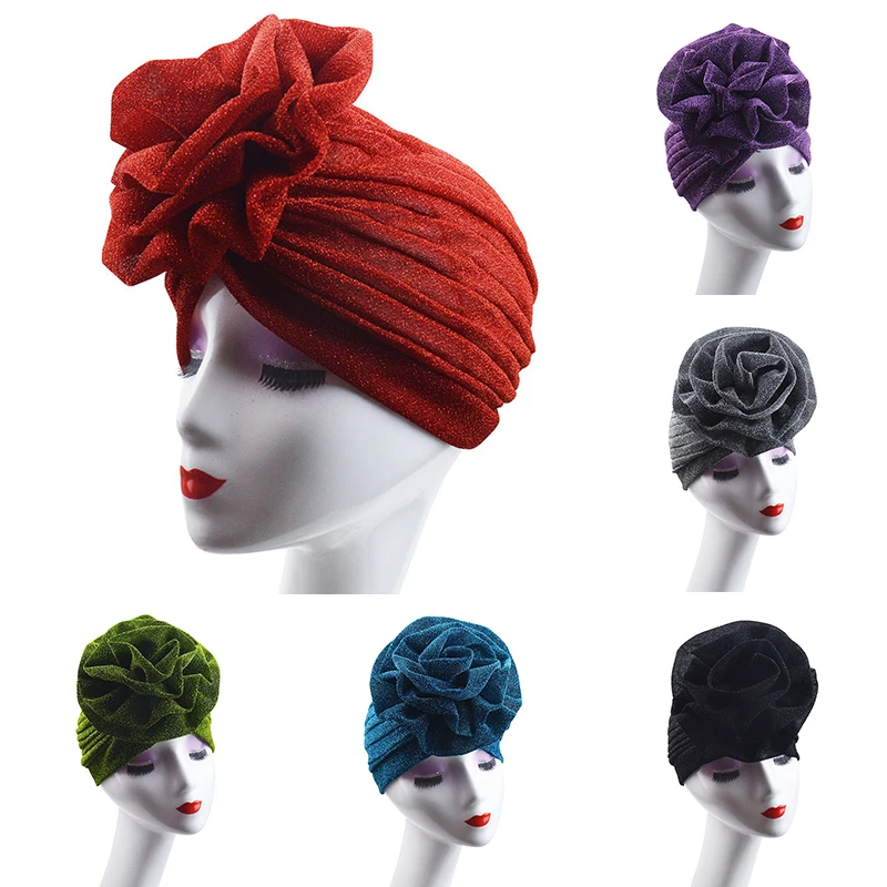 

LNRRABC 2018 Новый Регулируемый мягкий Шинель Удобный яркий мусульманский тюрбан большой цветок 1 шт. индийские вечерние Эластичные Свадебные 16 ...