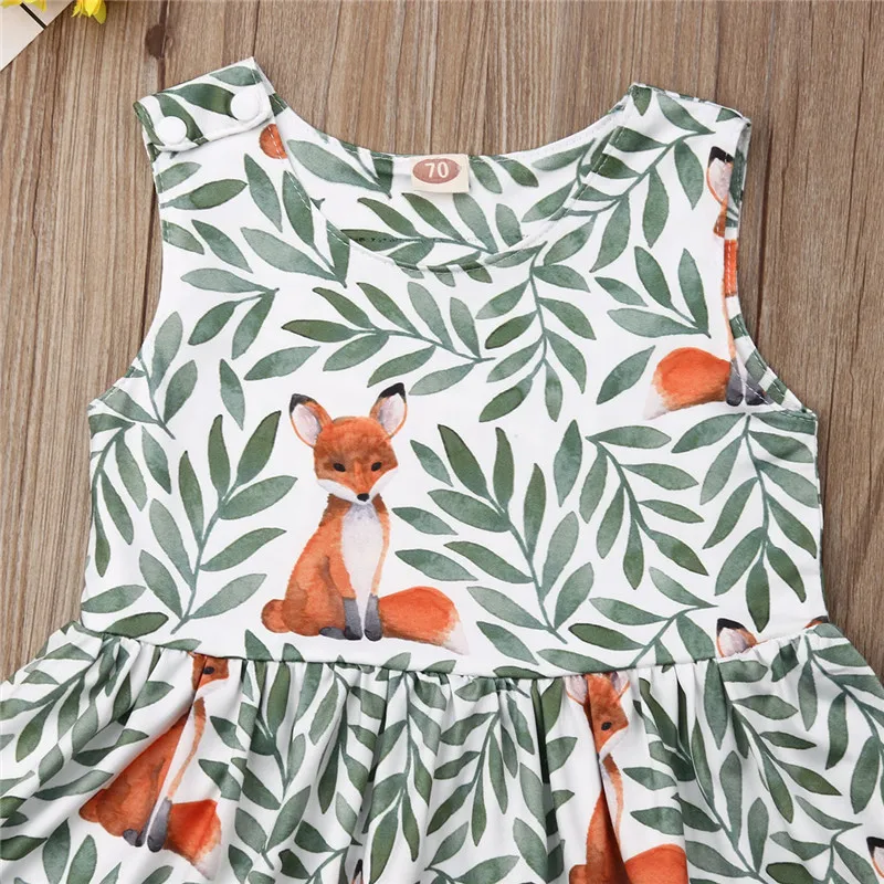 6M-5Y Casual Summer Kids Baby Girls Sleeveless Dress Printed O-Neck Tank Princess Girl Cotton Pleated Mini | Детская одежда и