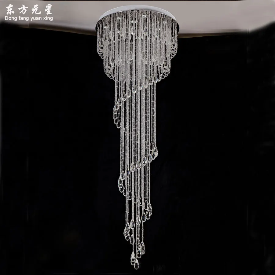 値段 Led ランプクリスタルシャンデリアライトスパイラル光沢階段屋内照明デュプレックス建物回転ヴィラ長さつりランプ