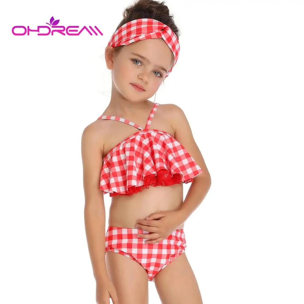 OHDREAM/Семейный комплект бикини в клетку с лямками на бретельках купальник