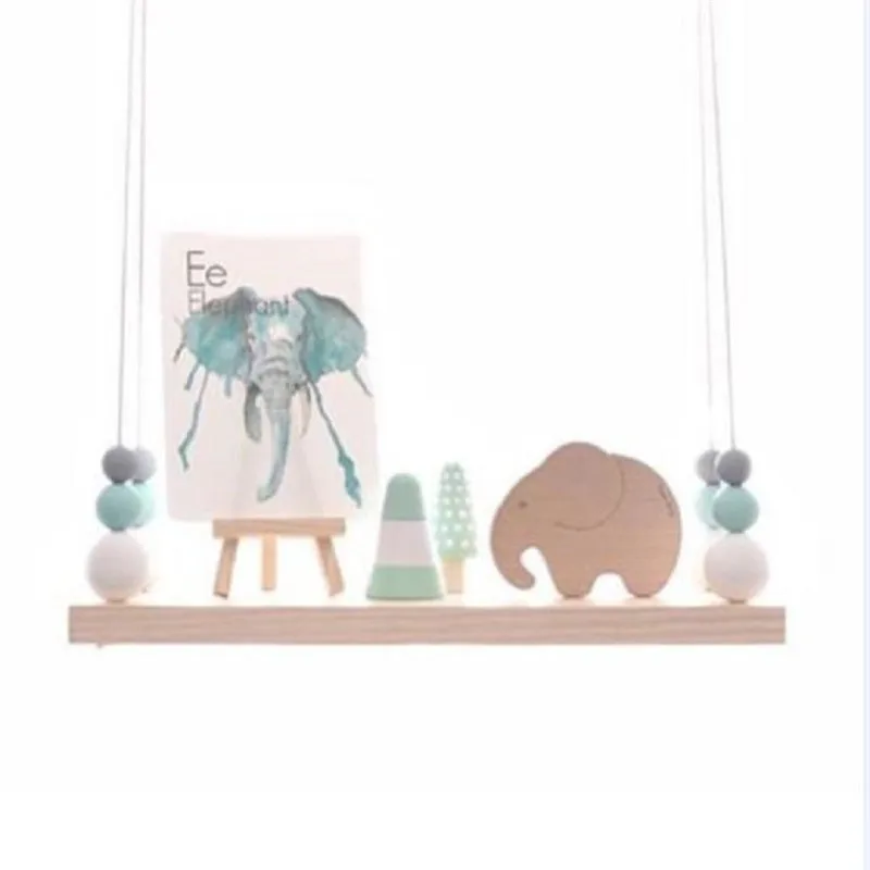 Baby Nordic Original Wooden Beads Wall Decorative Shelves With Pearl And Tassel Nursery Room Clothes Organization Hooks | Дом и сад