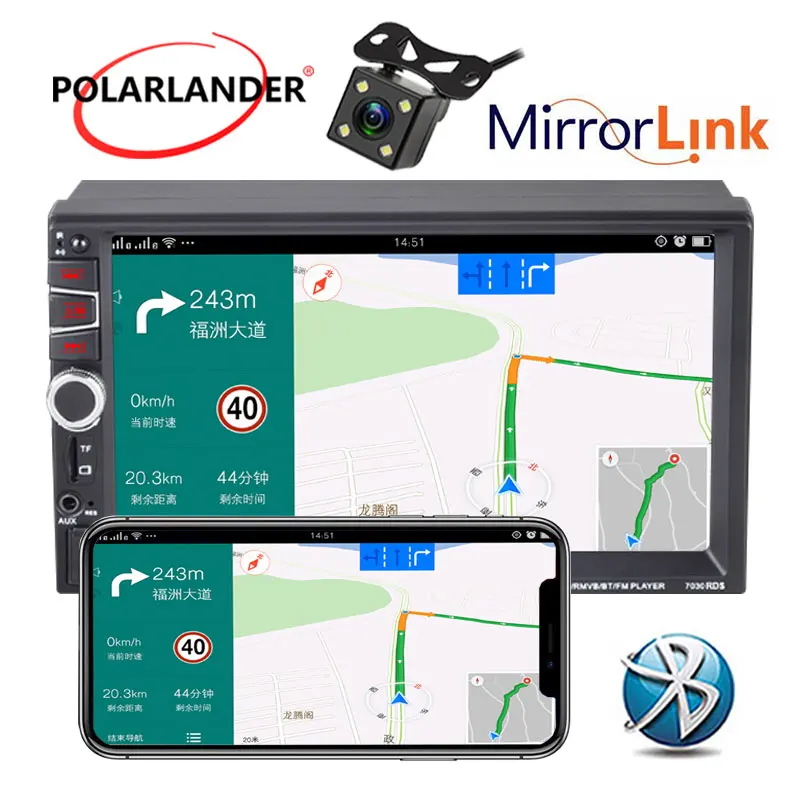 7 &quot2 Din Автомобильный Радио-зеркальная связь для Android мультимед Bluetooth задний