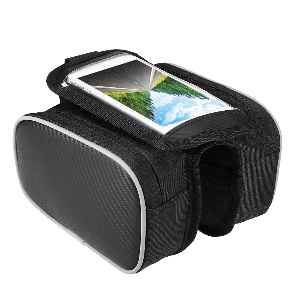 Lixada Bicycle Front Frame Touchscreen Phone Bag Mountain Bike Cycling Top Tube Double Pouch Pannier for 5.5 Inch Cell | Спорт и