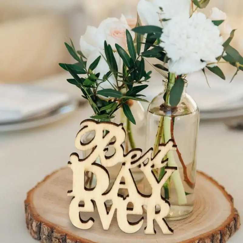 15pcs/Set DIY Vintage Best Day Ever Wood Rustic Wedding Table Ornament Festival Party Decoration | Дом и сад
