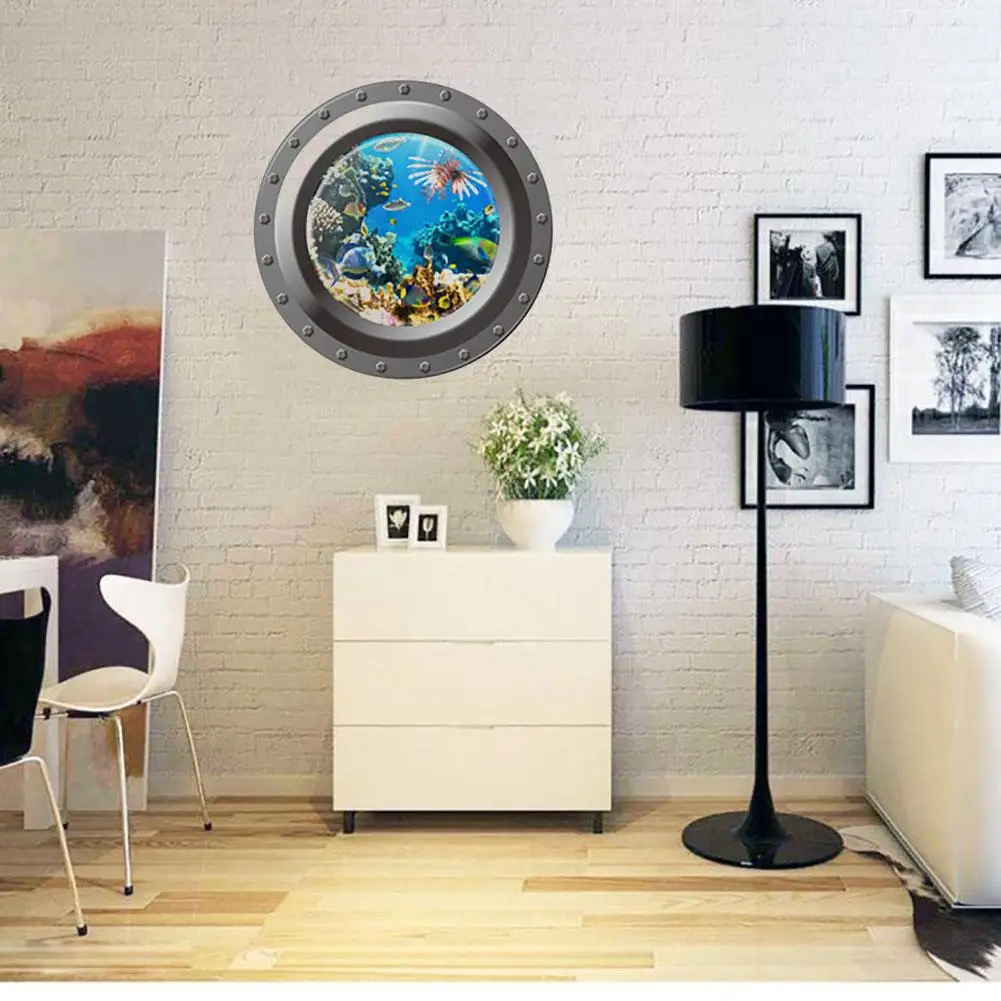 Hot home decor Finding Nemo submarine Seaview removable wall stickers living room bedroom background 3D fake window sticker | Дом и сад
