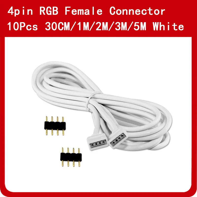 4 контакта RGB светодиодной ленты 10 шт. 30 см/50 см/1 м/2 м/5 м гнездовой Удлинительный
