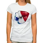 Женская футболка с надписью kiss lip и флагом Италии