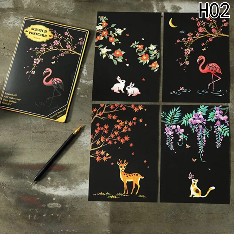 4Pcs/set Magic Colorful Drawing Board Paper Painting Unisex Scraping Children Kids Learning Education Toys Doodle Scratch | Игрушки и